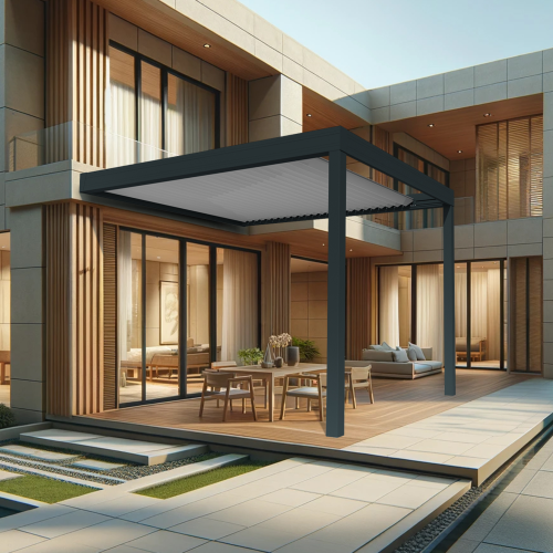 Pergola rétractable LASKA 4,00 x 4,419m Motorisé à Télécommande Maison Cros Stores - 1 2