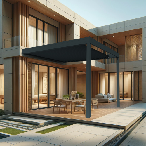 Pergola rétractable LASKA 3,00 x 3,015m Motorisé à Télécommande Maison Cros Stores - 2 2