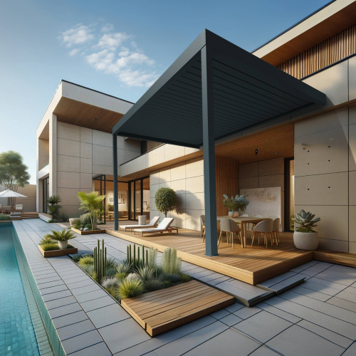 Pergola bioclimatique TRESNA perpendiculaire 6,02 x 4,00m Vérin à Télécommande Maison Cros Stores - 3 2