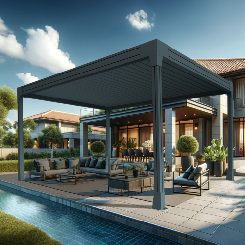 Pergola bioclimatique TRESNA îlot 4,00 x 3,050m Vérin à Télécommande Maison Cros Stores - 3 2