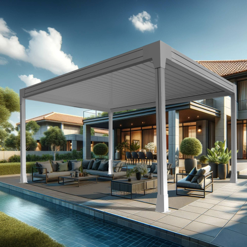 Pergola bioclimatique TRESNA îlot 4,00 x 3,930m Vérin à Télécommande Maison Cros Stores - 5 2