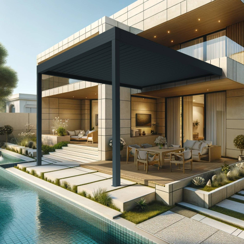 Pergola bioclimatique TRESNA 4,50 x 4,987m Vérin à Télécommande Maison Cros Stores - 3 2