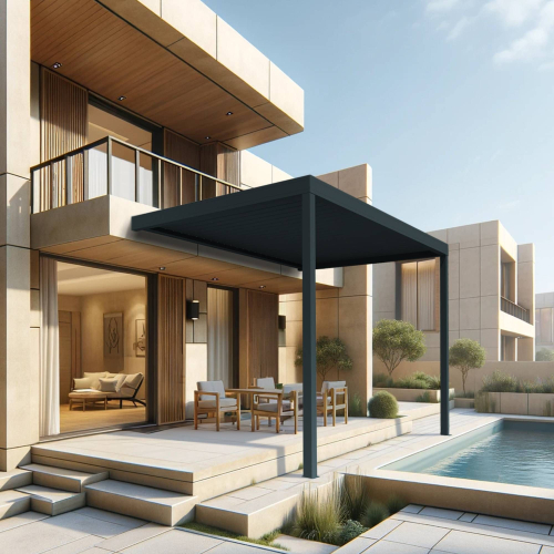 Pergola bioclimatique DASHURIA perpendiculaire 4,051 x 3,00m Vérin à Télécommande Maison Cros Stores - 3 2