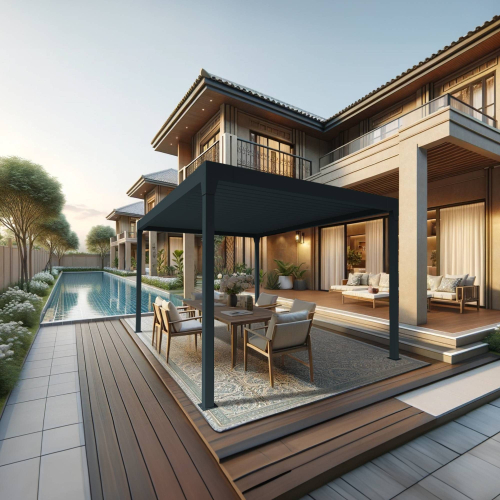 Pergola bioclimatique DASHURIA îlot 4,00 x 3,013m Vérin à Télécommande Maison Cros Stores - 3 2