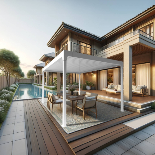 Pergola bioclimatique DASHURIA îlot 3,50 x 3,013m Vérin à Télécommande Maison Cros Stores - 5 2