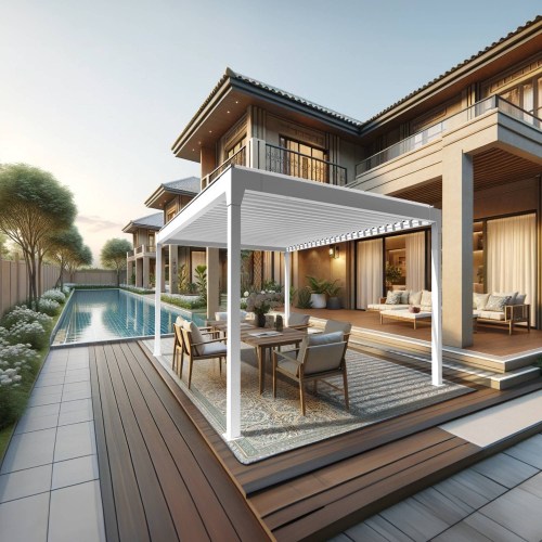 Pergola bioclimatique DASHURIA îlot 3,50 x 3,013m Vérin à Télécommande Maison Cros Stores - 5