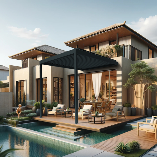 Pergola bioclimatique DASHURIA 3,00 x 3,038m Vérin à Télécommande Maison Cros Stores - 3