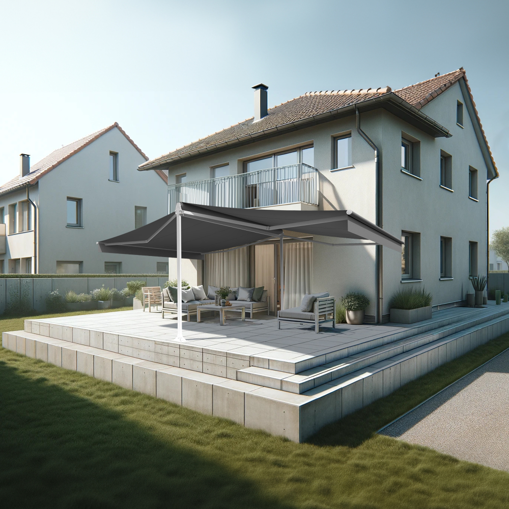 Store banne double-pente ZOLA 4,80m x 2,50m x 2 Maison Cros Stores - 9