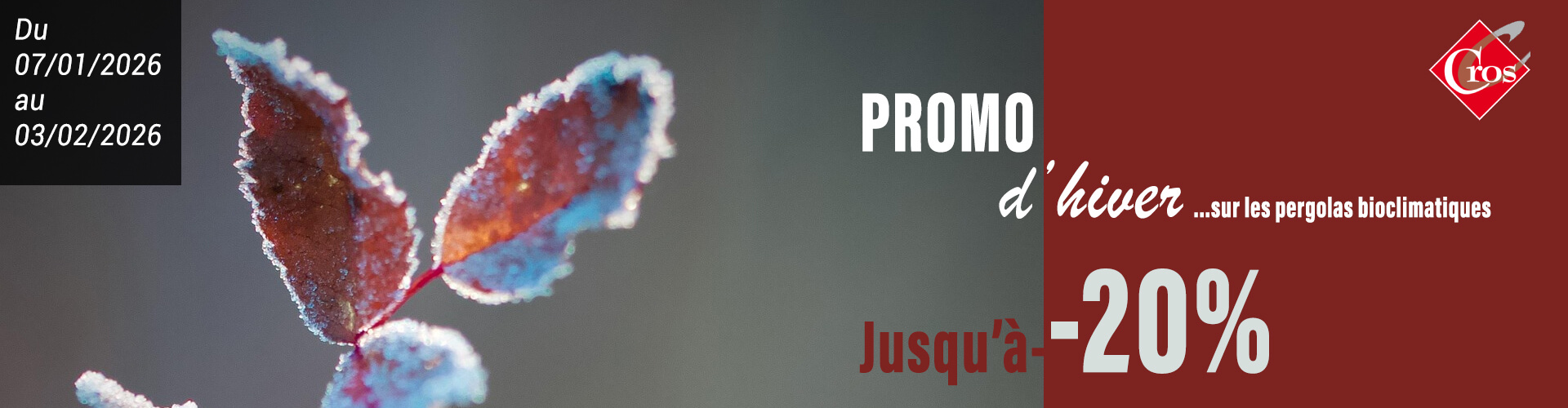 Promo Hiver Jusqu'à -20% sur les pergolas bioclimatiques